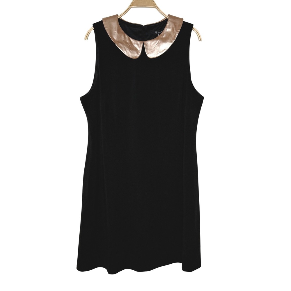 Hutch Black Sleeveless Dress Metallic Peter Pan‎ Collar Plus Size 1X